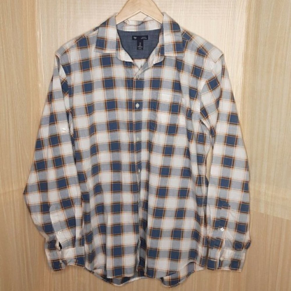 Gap Factory Classic Fit Plaid Button Down Shirt.